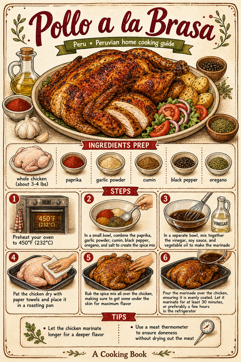 Pollo a la Brasa illustrated step-by-step cooking guide