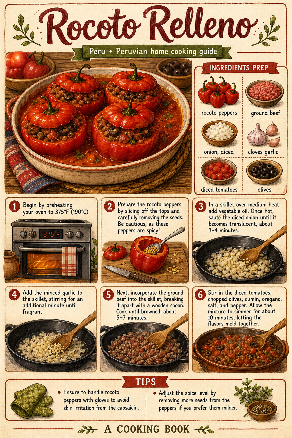 Rocoto Relleno illustrated step-by-step cooking guide