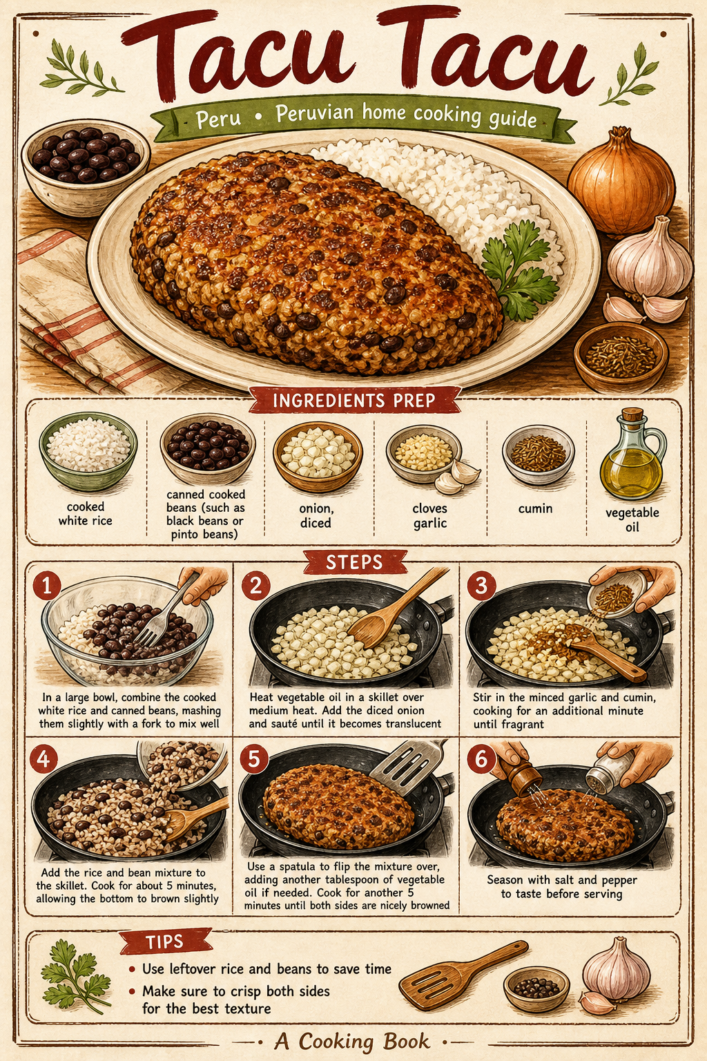 Tacu Tacu illustrated step-by-step cooking guide