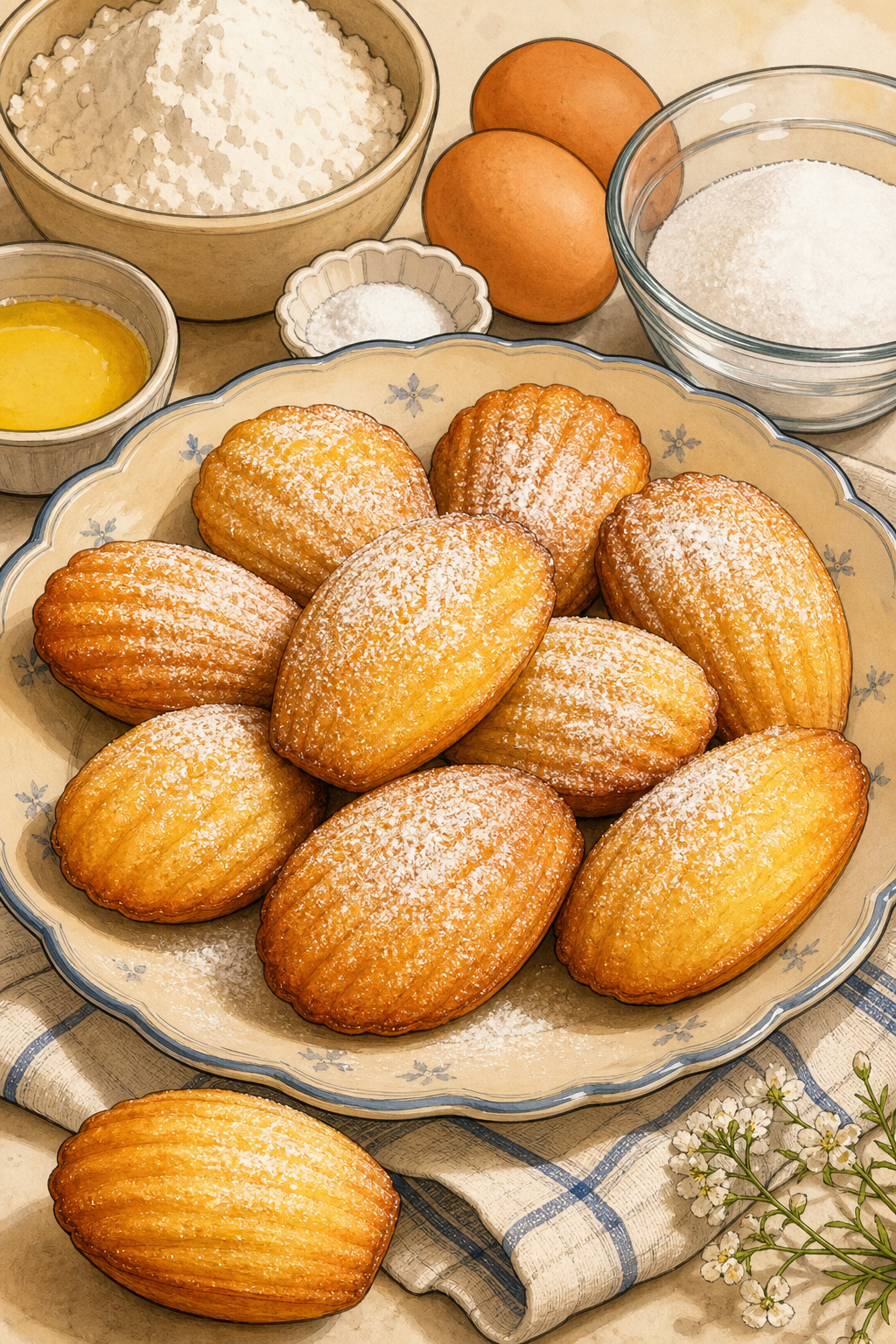Madeleines illustrated recipe card