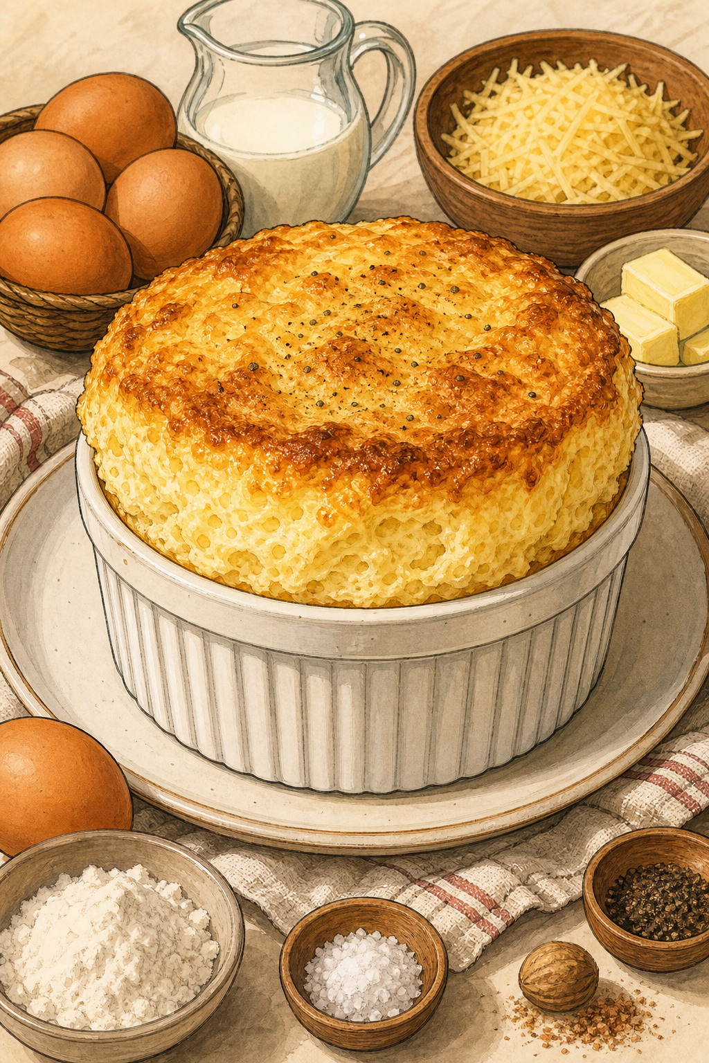 Soufflé illustrated recipe card