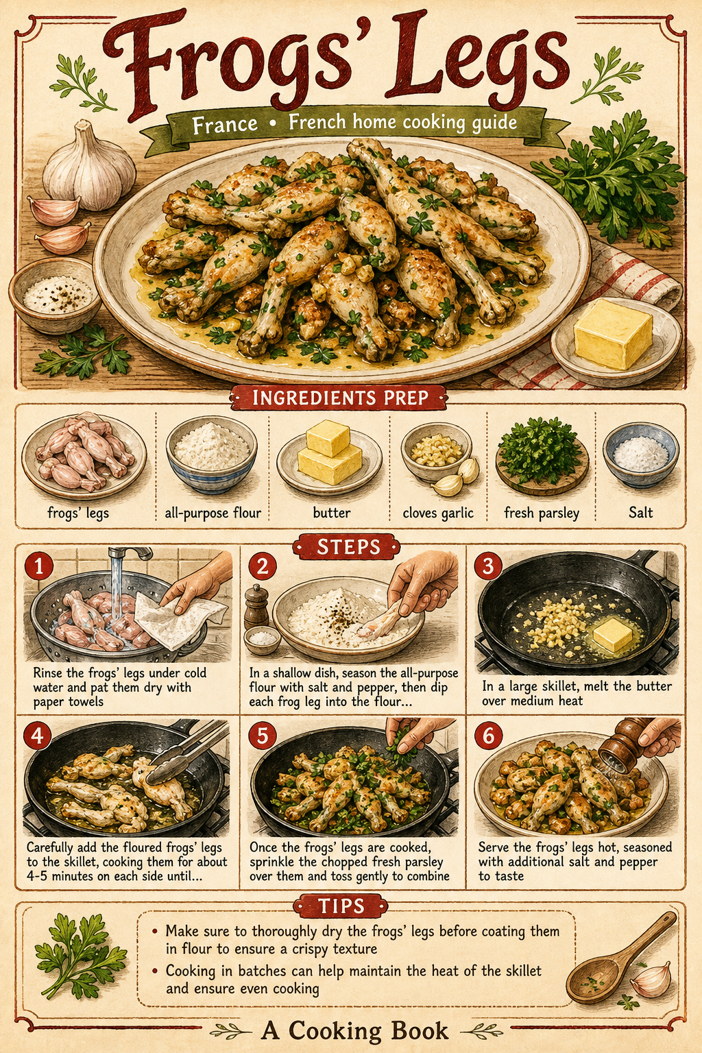 Frogs' Legs illustrated step-by-step cooking guide