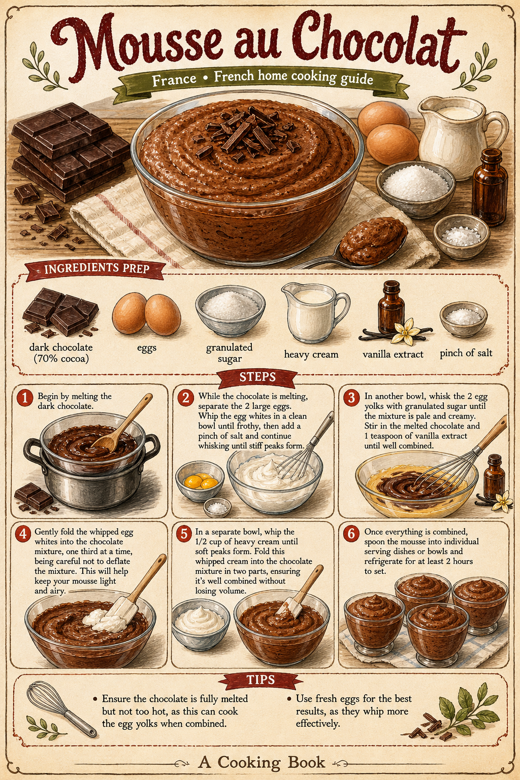 Mousse au Chocolat illustrated step-by-step cooking guide