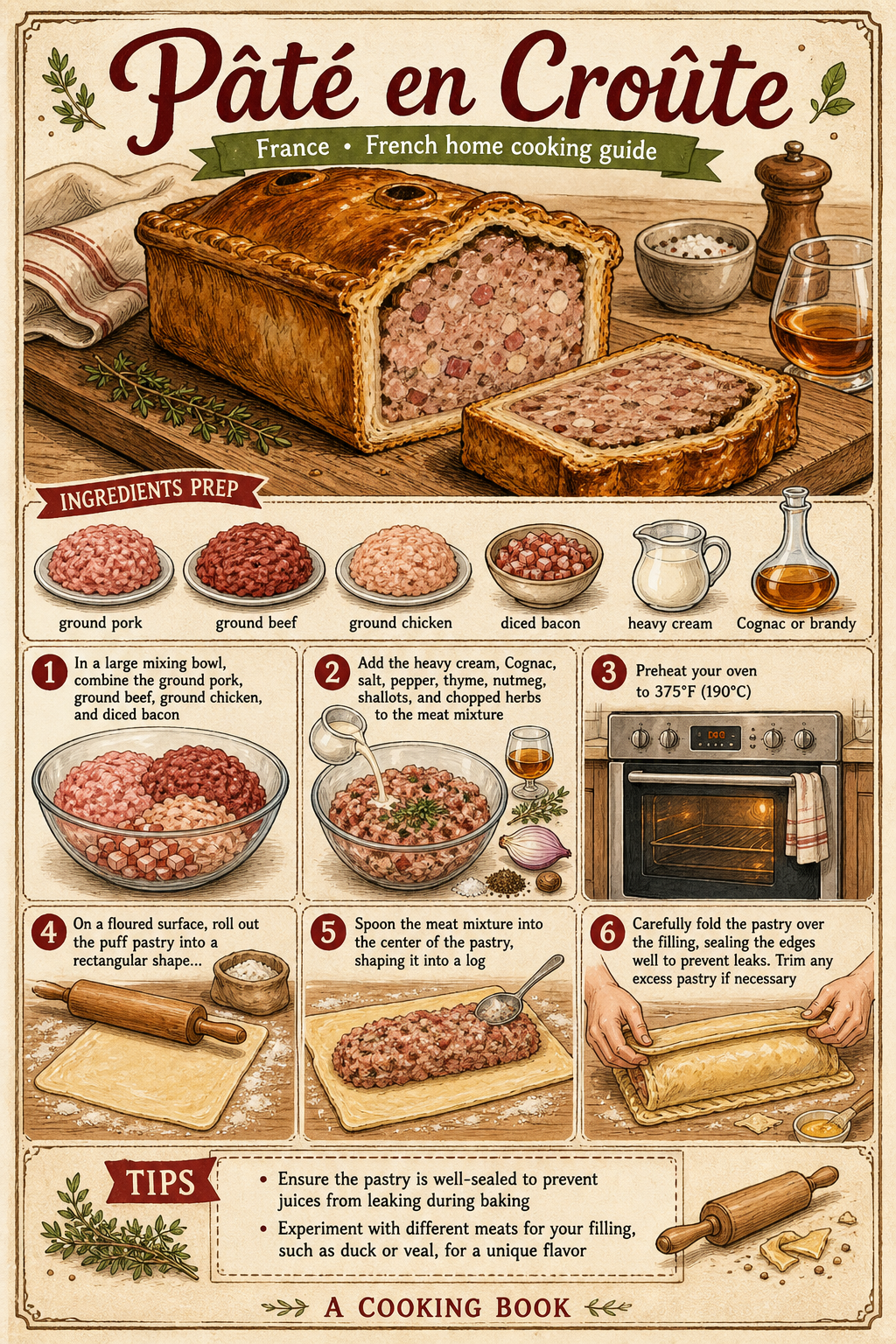 Classic Pâté en Croûte with Pâté Pastry and Aspic illustrated step-by-step cooking guide