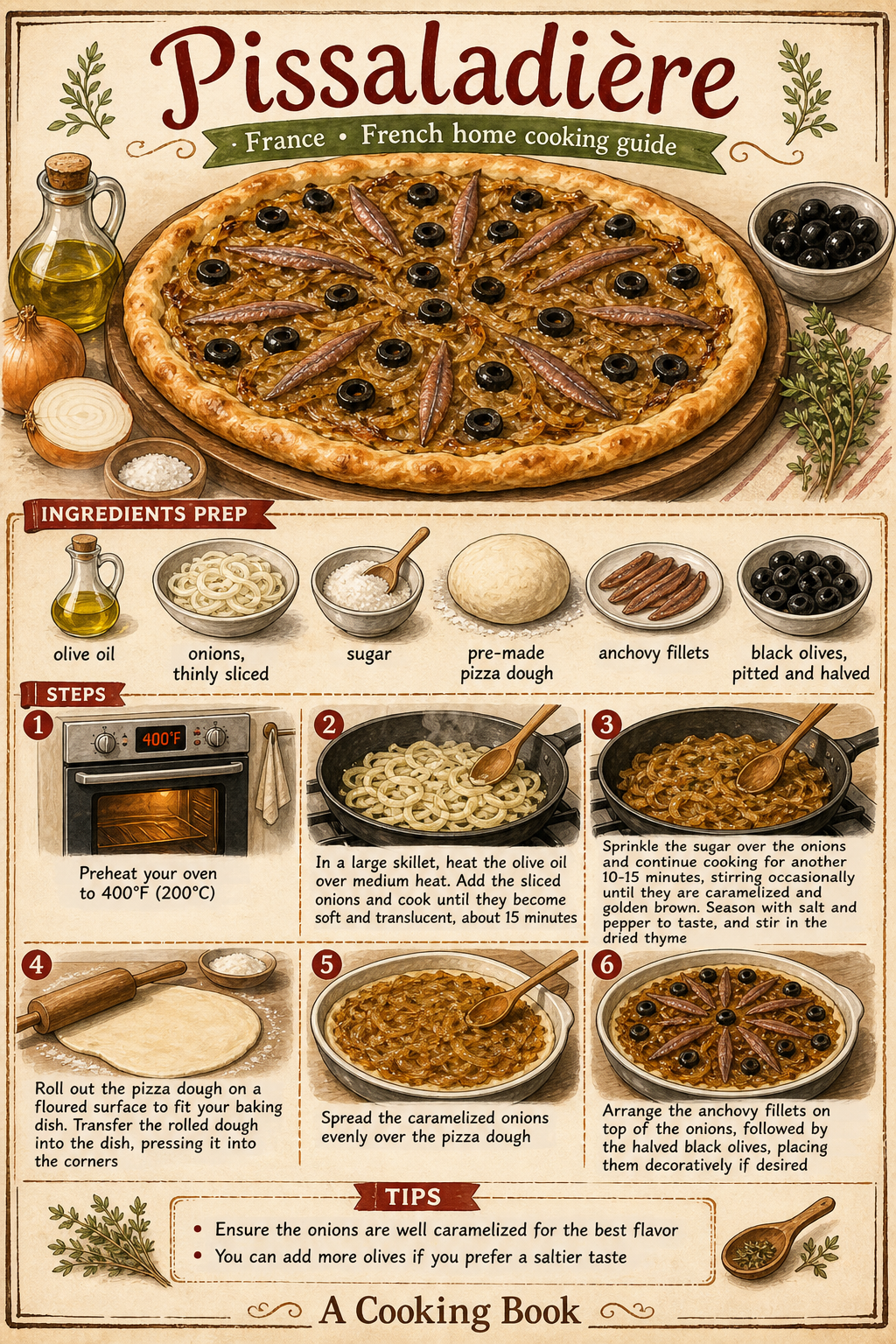Pissaladière illustrated step-by-step cooking guide