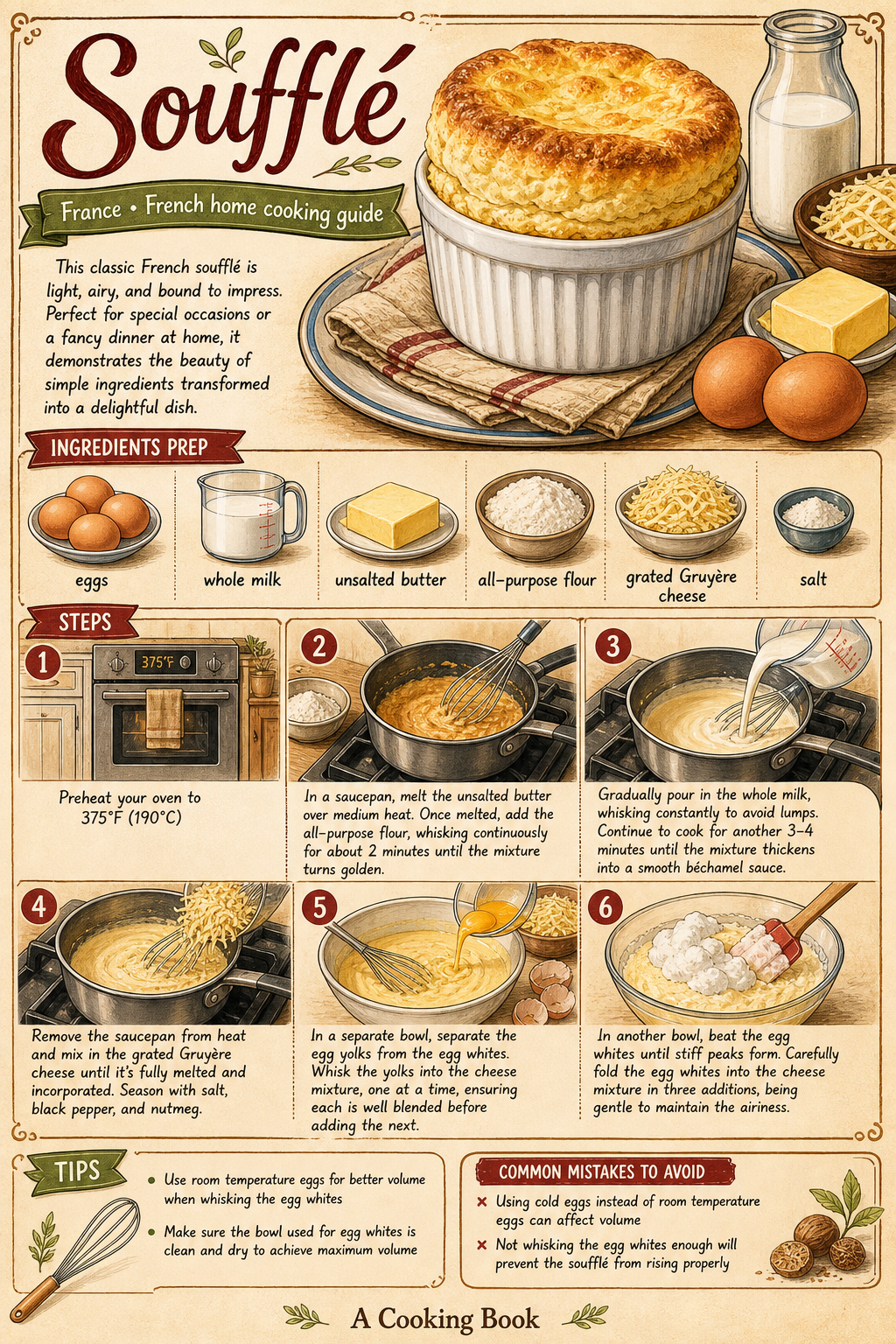 Soufflé illustrated step-by-step cooking guide