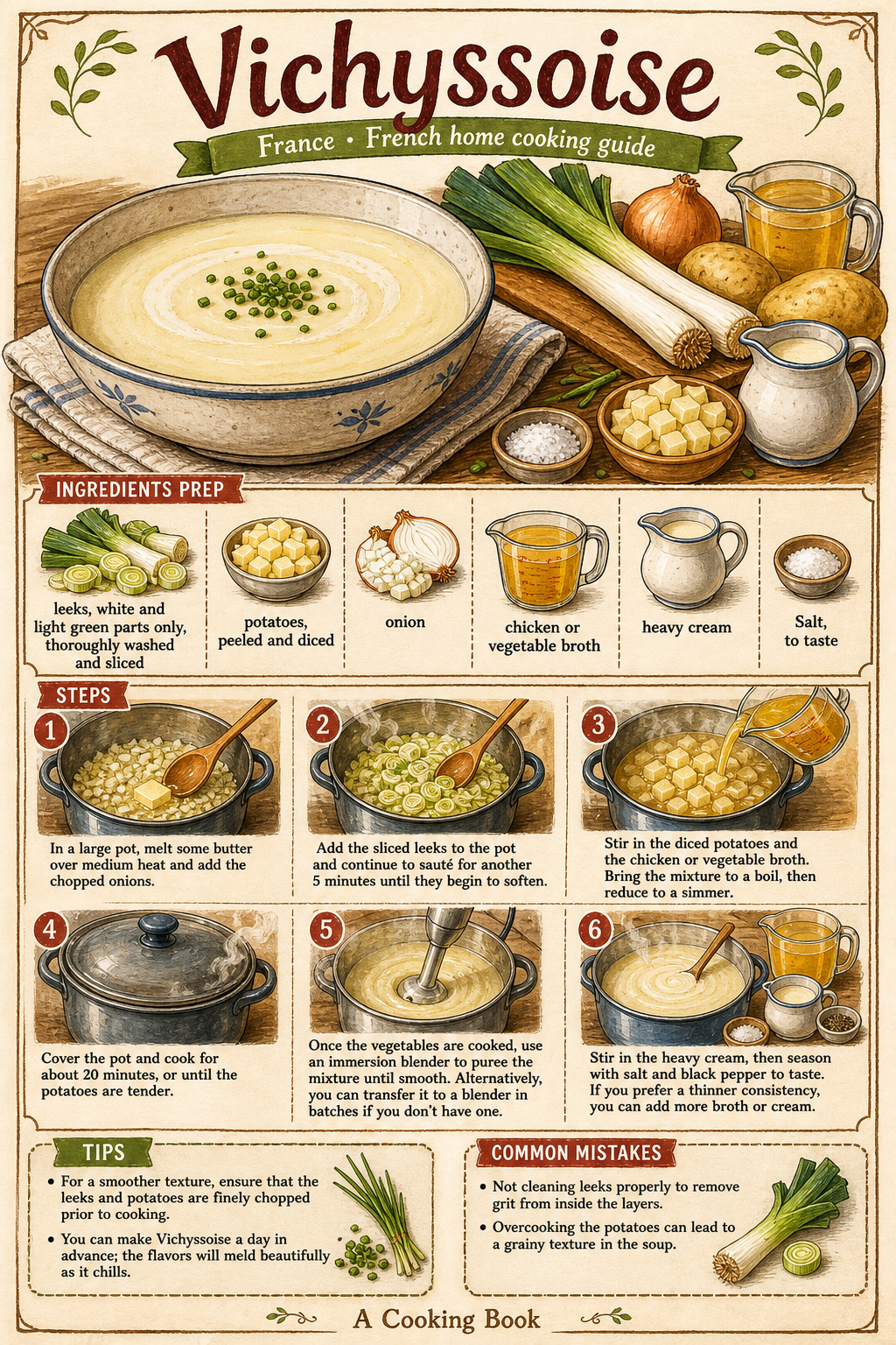 Vichyssoise illustrated step-by-step cooking guide